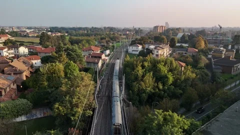 Drone View of moving Train Stock Footage 319410019