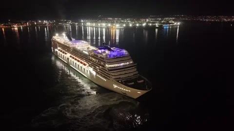 Drone View of MSC Magnifica Leaving San Diego Harbor Stock Footage 328279393