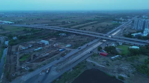 Drone View of Multi Level Highway Interchange Stock-Footage 338119724