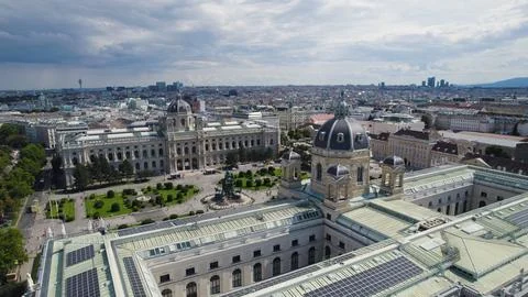 Drone View of Museum of Natural History Maria Theresien Platz Vienna Stock Photos