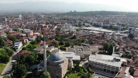 Drone view of the Mustafa Pasha Mosque in Skopje Stock Footage 155338587