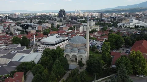 Drone View of Mustafa Pasha Mosque in Skopje, Macedonia Stock Footage 231899095