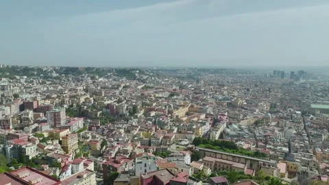 Drone view of Naples and Vesuvius from Castel Sant'Elmo, Campania, Italy, Europe Stock Footage 285407402