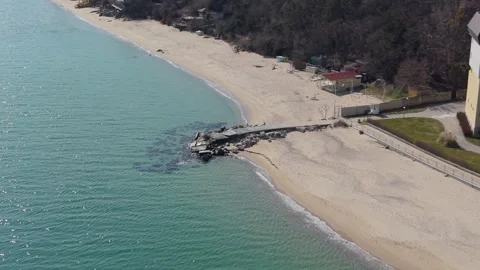 Drone View Of Natural Coastline With Rocks And Clear Water Vídeo Stock 330574201