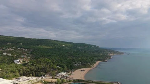 Drone View Of Natural Seaside Cliffs And Ocean Waters Landscape Stock Footage 334919467
