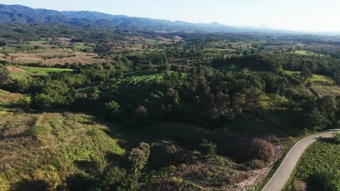 Drone view of nature landscape in the north of Thailand Stock Footage 330833692