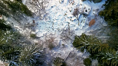 Drone view at "Nevyastata" (The Bride) rocks above Smolyan city in the Rhodopean Stock Footage 242918359