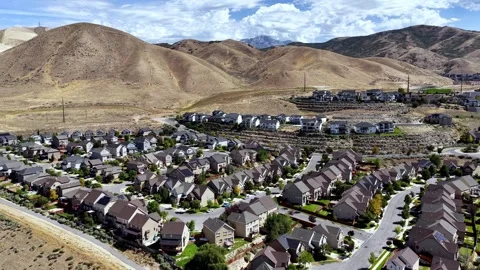 Drone View of New Housing Development on Silicon Slopes and Travers Mountain Stock Footage 345300124