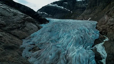 Drone View of Nigardsbreen Glacier Norway With Signs Of Melting Ice Stock Footage 339133854