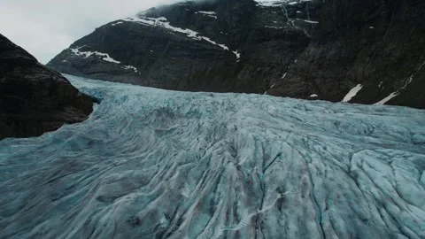 Drone View of Nigardsbreen Glacier Norway With Signs Of Melting Ice 動画素材 339133883