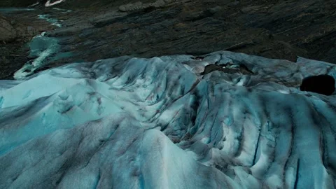 Drone View of Nigardsbreen Glacier Norway With Signs Of Melting Ice Vídeos de archivo 339134373