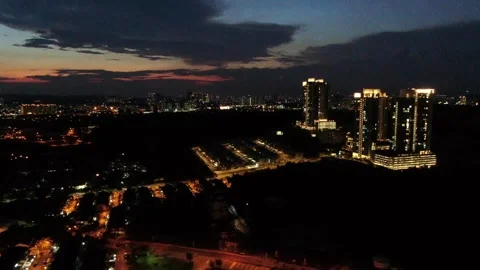 Drone view of the night city Stock Footage 292759885