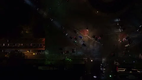 Drone view of the night roads in the center of Paris. Stock Footage 187590288