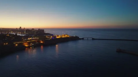 Drone view of night sunset time in Valletta, Malta island Stock Footage 278055529