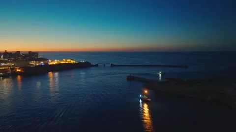 Drone view of night sunset time in Valletta, Maltese island Stock Footage 278055621