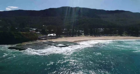 Drone View Ocean Pool Austinmer Beach Sydney Video stock 115702699