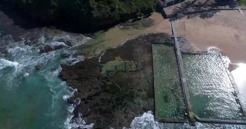 Drone View of the ocean pool Austinmer Beach Sydney Stock Footage 115703941