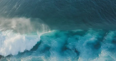 Drone view of ocean waves breaking Stock Footage 119752481