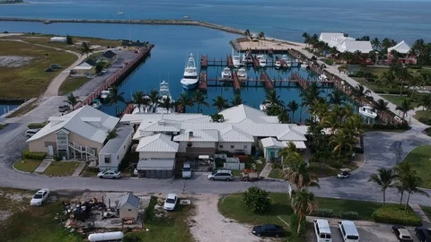 Drone View of Old Bahama Bay Marina Canals, Yachts and Waterfront Properties Stock Footage 93219244