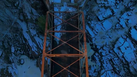 Drone view of old bridge over rocks Stock Footage 301261764