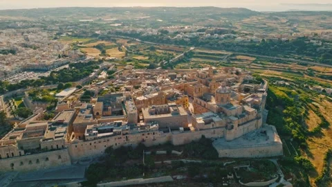 Drone view of old capital of Malta - Mdina city Stock Footage 335689661