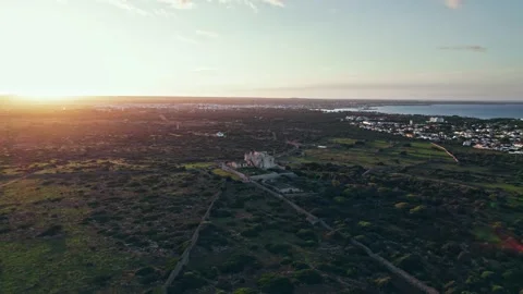 Drone view of an old villa in the middle of nature in Menorca, Spain. Stock Footage 219571520