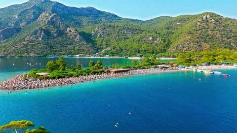 Drone view of Oludeniz Beach, Turkey coastline. Stock Footage 334265641