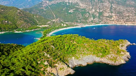 Drone view of Oludeniz Blue Lagoon, Turkey. Stock Footage 334265752