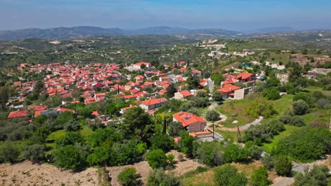 Drone view of Omodos in Cyprus. Stock Footage 341555868