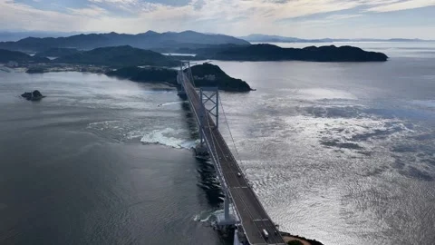 Drone View of Onaruto Bridge over Naruto Strait in Japan Video stock 342252026