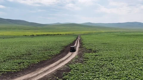 Drone View of Open Grassland Landscape in Chen Barag Inner Mongolia China Stock Footage 341531897