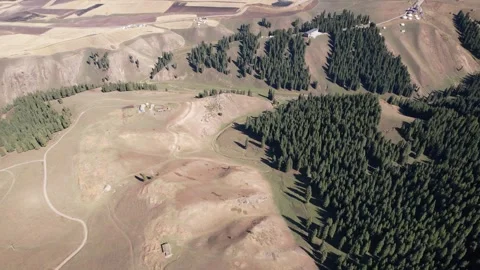 Drone View of Open Grassland Landscape in Qitai Xinjiang China Stock Footage 341613550