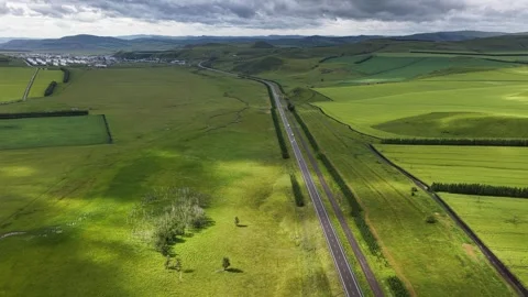 Drone View of Open Grassland Landscape in Ergun Inner Mongolia China Stock Footage 341642286