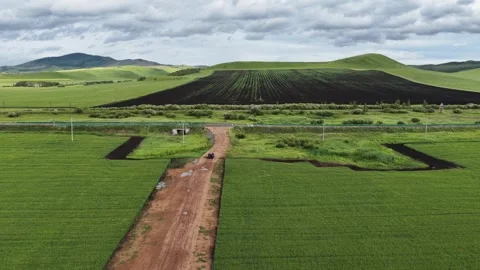 Drone View of Open Grassland Landscape in Ergun Inner Mongolia China Stock Footage 341649145
