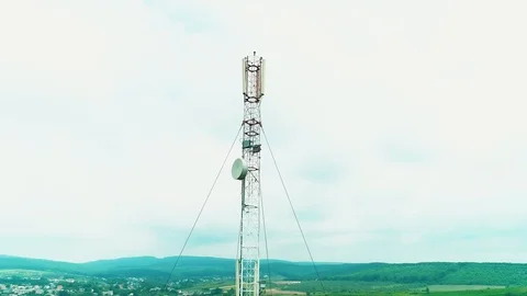 Drone view over and round the television tower. 4K. Stock Footage 111067605