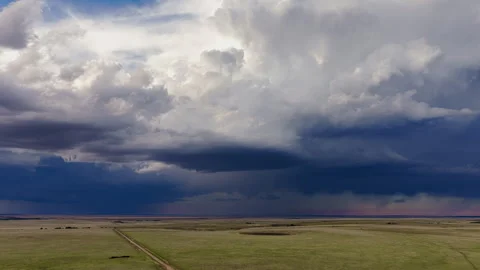Drone view over beautiful wilderness landscape and stormy weather clouds in  Stock Footage 339505360