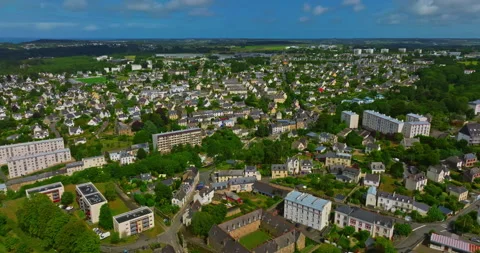 A drone view over bridge Morlaix. Aerial view of the city of Morlaix in France Video stock 311490931