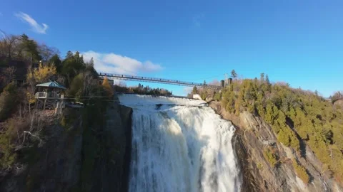 Drone view over canyon waterfall Stock Footage 320650267