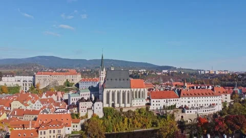 Drone View over Český Krumlov in Bohemia, Czech Republic Stock Footage 319433451