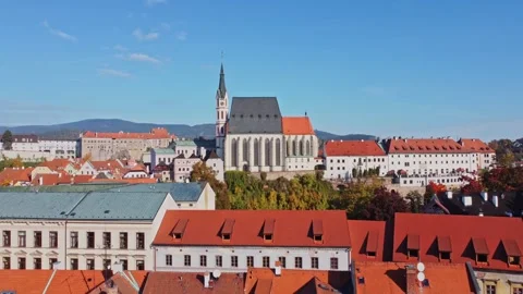 Drone View over Český Krumlov in Bohemia, Czech Republic Video stock 319433528