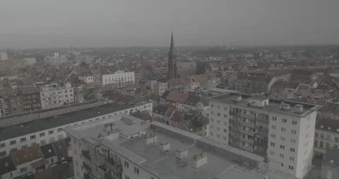 Drone View Over a Church in Ghent City Center, Belgium Stock Footage 344127868