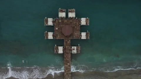 Drone view over the coastline in Turkey Stock Footage 248718653