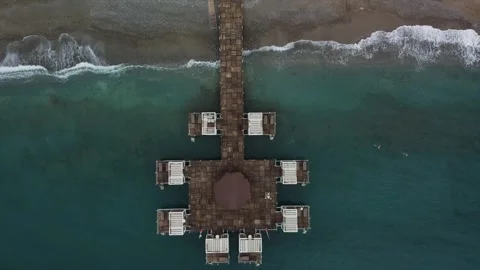 Drone view over the coastline in Turkey Видео 254119044