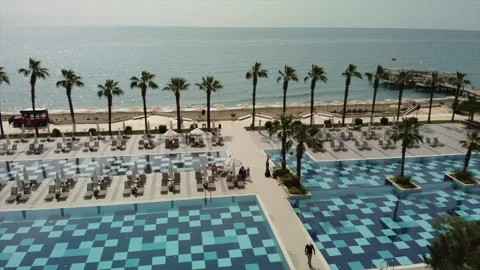 Drone view over the coastline in Turkey Stock Footage 265481519