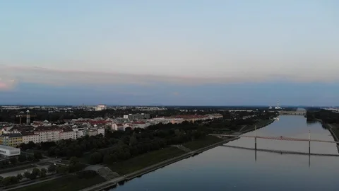 Drone view over danube in vienna Stock Footage 116712786