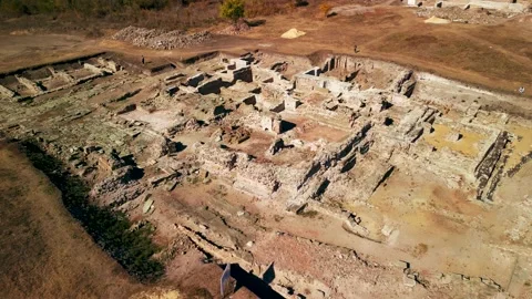 Drone view over Deultum .An ancient city and bishopric in Thrace Видео 230434727