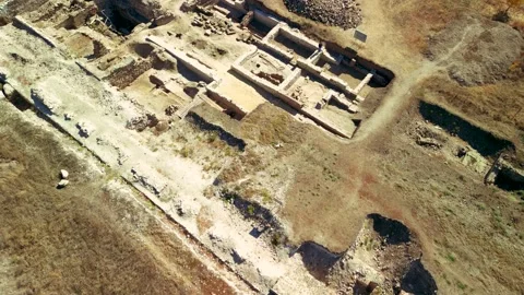 Drone view over Deultum .An ancient city and bishopric in Thrace Stock Footage 230471306
