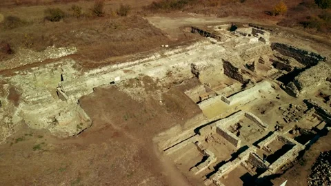 Drone view over Deultum .An ancient city and bishopric in Thrace Stock Footage 230471984