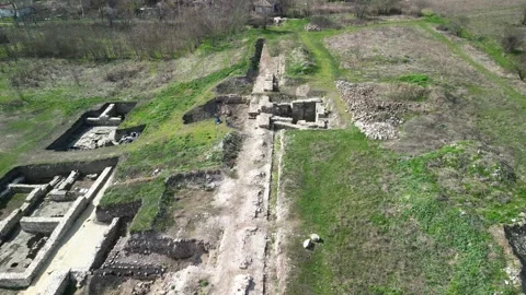 Drone view over Deultum .An ancient city and bishopric in Thrace. Stock Footage 268693124