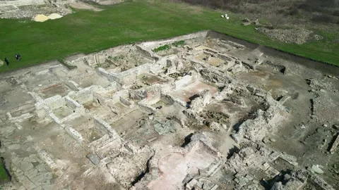 Drone view over Deultum .An ancient city and bishopric in Thrace. Stock Footage 268693136